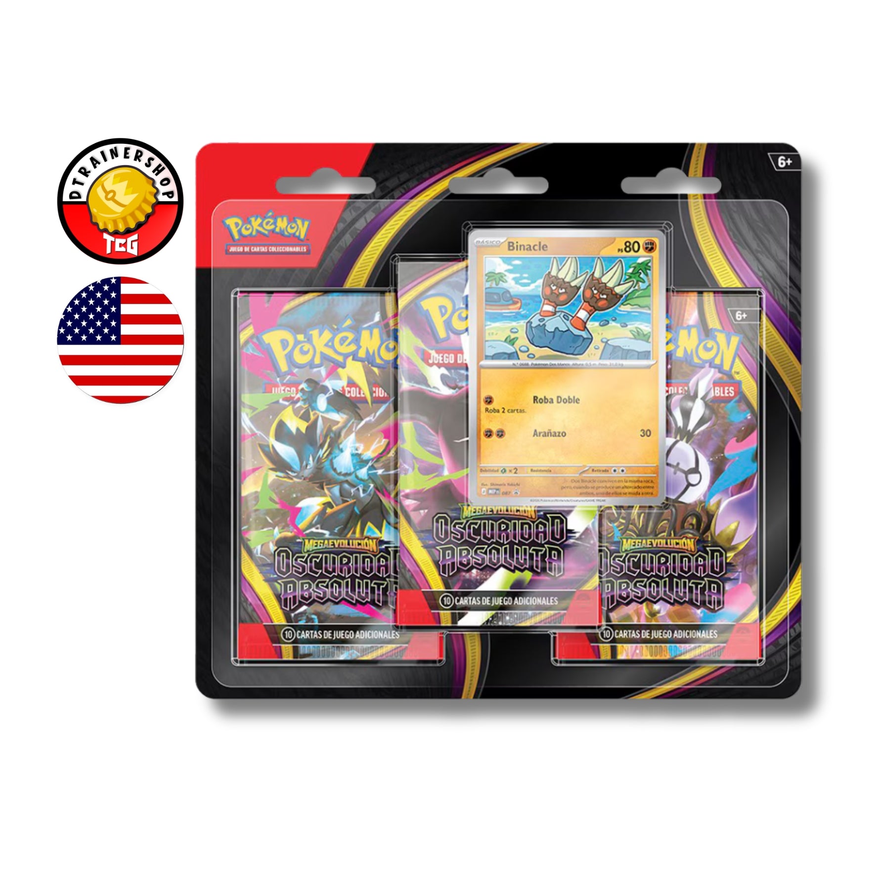PREVENTA : Pokémon TCG: Mega Evolution - Pitch Black - 3 Pack Blister